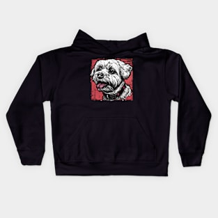 Retro Art Maltese  Dog Lover Kids Hoodie